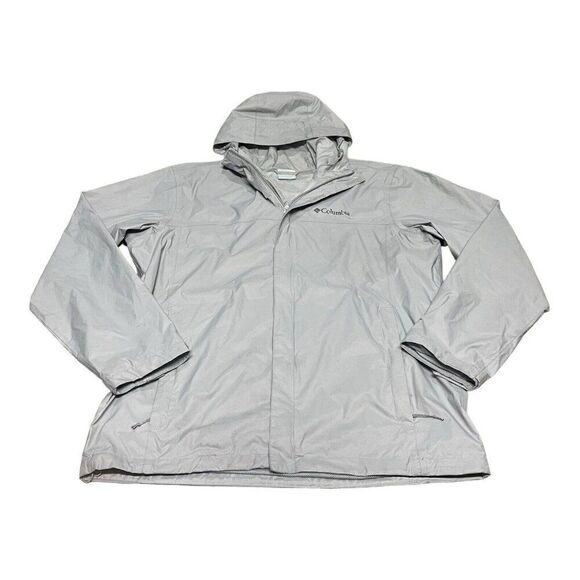 Columbia Jacket Large Gray Outdoor Lightweight Rain Parka Zip Hooded Coat READ - Picture 1 of 9